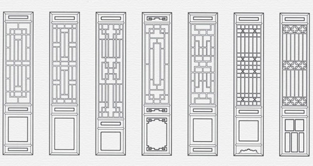 烈山常用中式仿古花窗图案隔断设计图